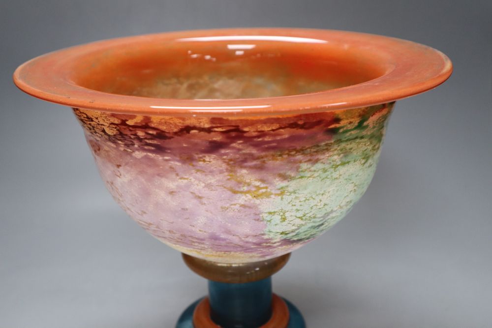 A large glass Kosta coloured art glass pedestal bowl, indistinctly inscribed and numbered beneath, 31cm diameter